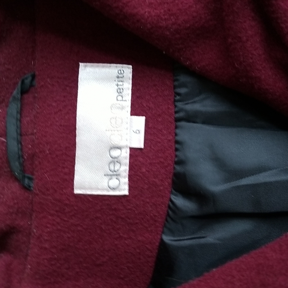 (6) Cleo Petites Thick Burgundy Jacket β€ Fall β€ Viscose Blend β€ Trench Cozy - Picture 3 of 10